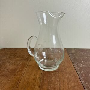 Princess House Heritage Floral Etched Ice Lip Pitcher Blown‎ Glass